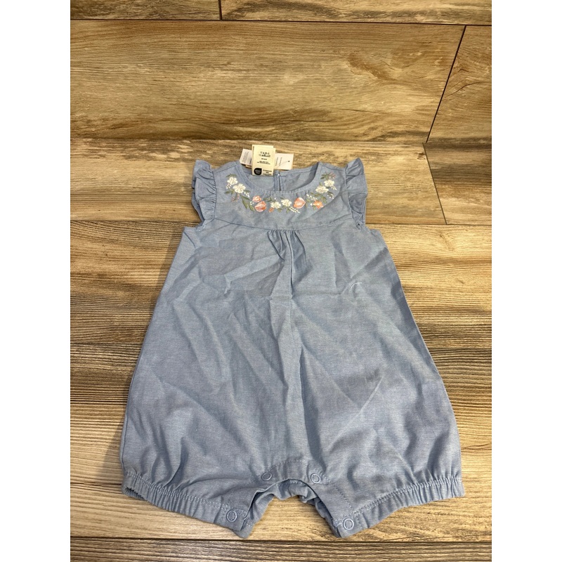 NEW First Impressions Embroidered Chambray Romper Blue sz 18m Blue 18m