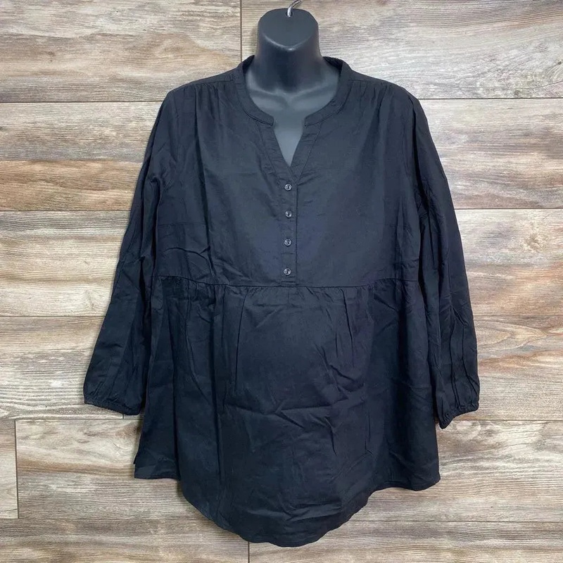 NEW Isabel Maternity Button Front Woven Top sz XL Black XL New