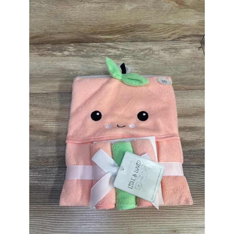 NEW Little & Loved 4pc Hooded Towel & Washcloth Set