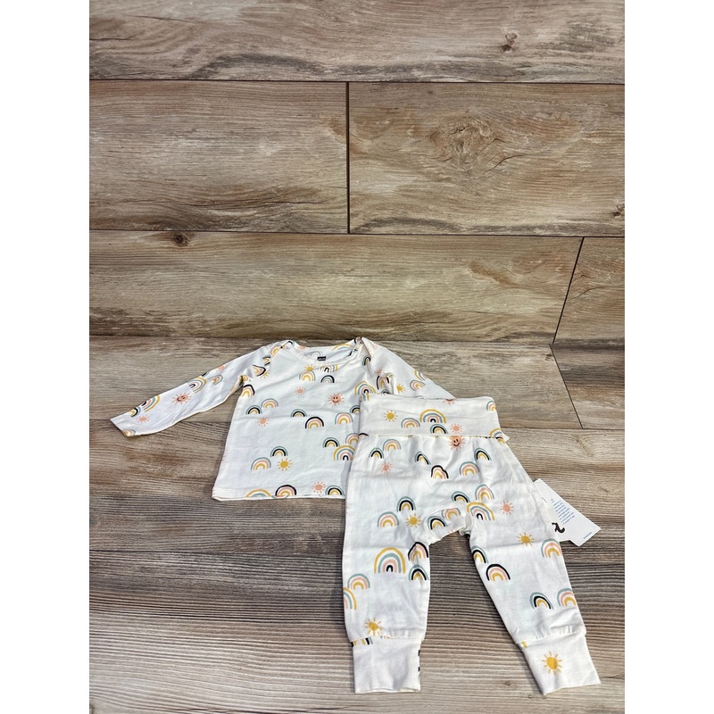 NEW TEA 2pc Rainbow Shirt & Pants Set White sz 3-6m White 3m