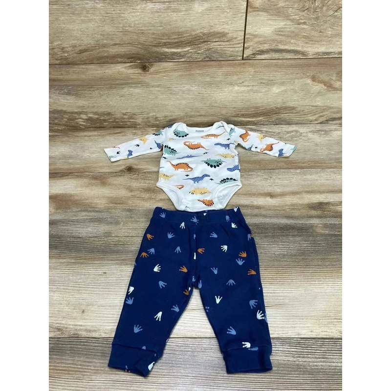 Pekkle 2pc Dinosaur Bodysuit & Pants White sz 3m