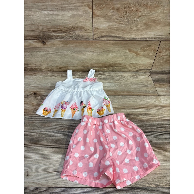 Shein 2pc Ice Cream Top & Shorts White sz 12-18m White 12m