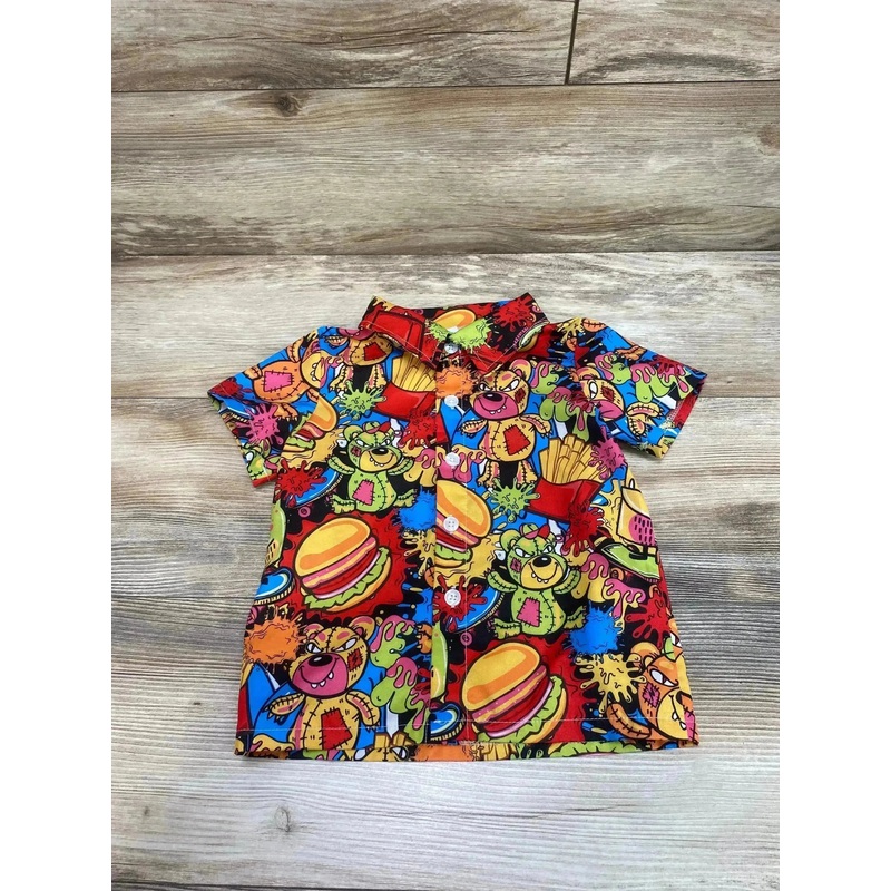 Shein Burgers & Fries Button Up Shirt sz 4Y