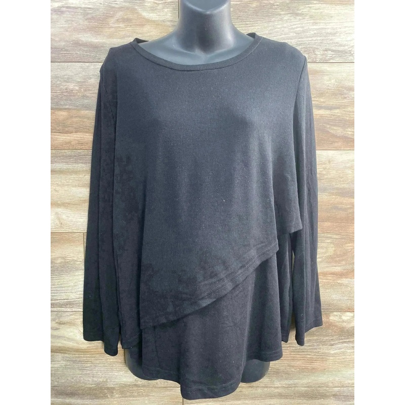 Shein Maternity Ribbed Nursing Shirt Black sz XL