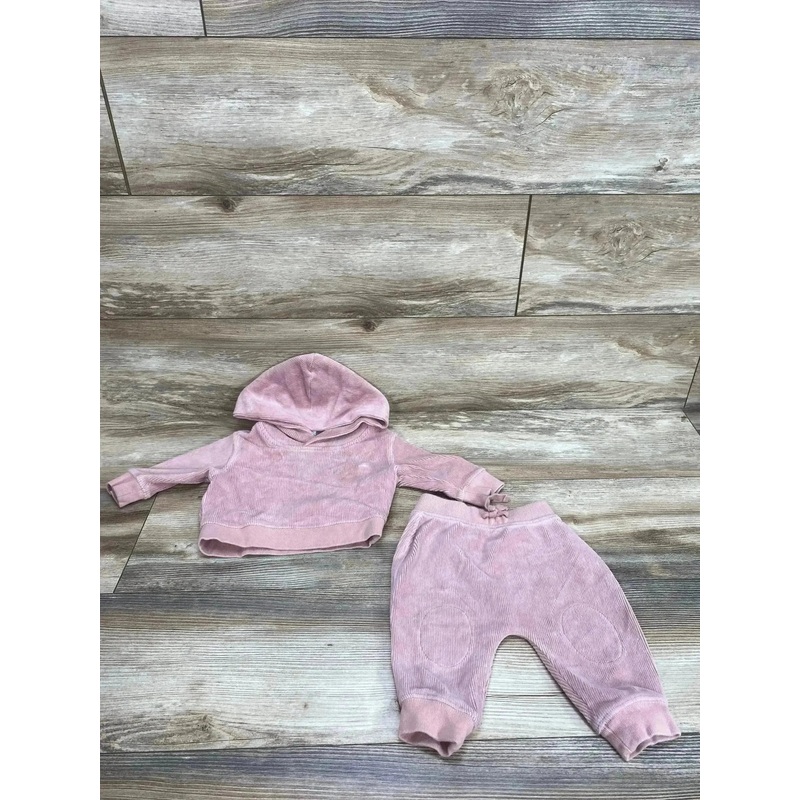 Baby Gap 2pc Velour Hoodie & Joggers Pink sz 3-6m