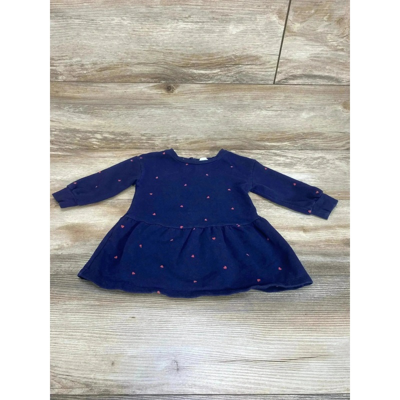 Baby Gap Heart Print Sweatshirt Dress Navy sz 12-18m