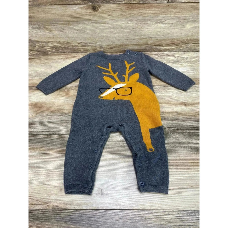 Baby Gap Reindeer Sweater Coverall Grey sz 6-12m