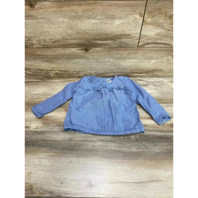 Carter’s Chambray Ruffle Top Blue sz 3T