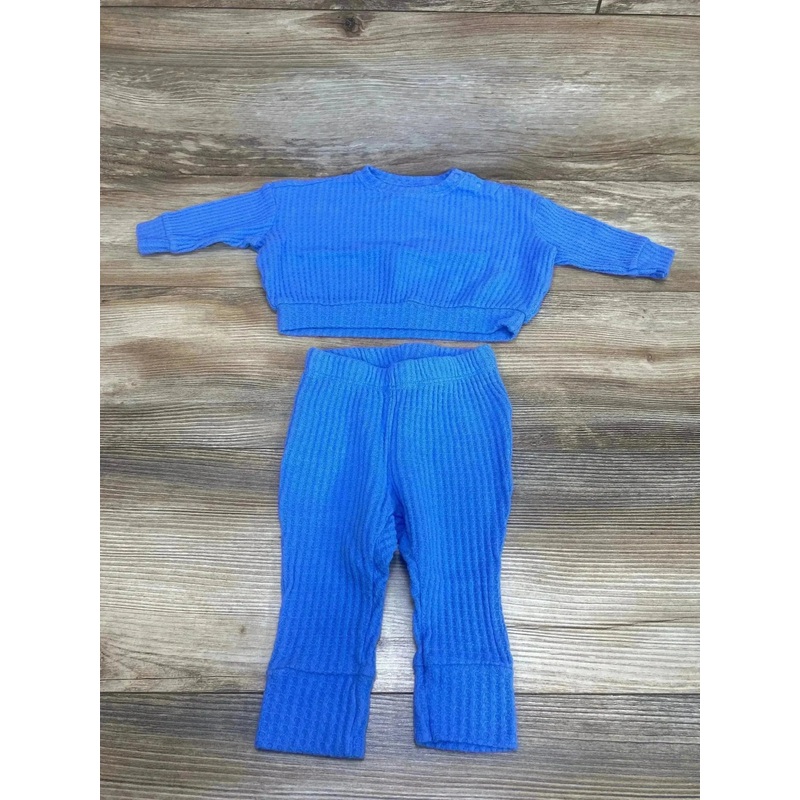 Cat & Jack 2pc Waffle Knit Shirt & Pants Blue sz 3-6m