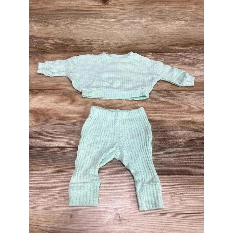 Cat & Jack 2pc Waffle Knit Shirt & Pants Mint sz Newborn