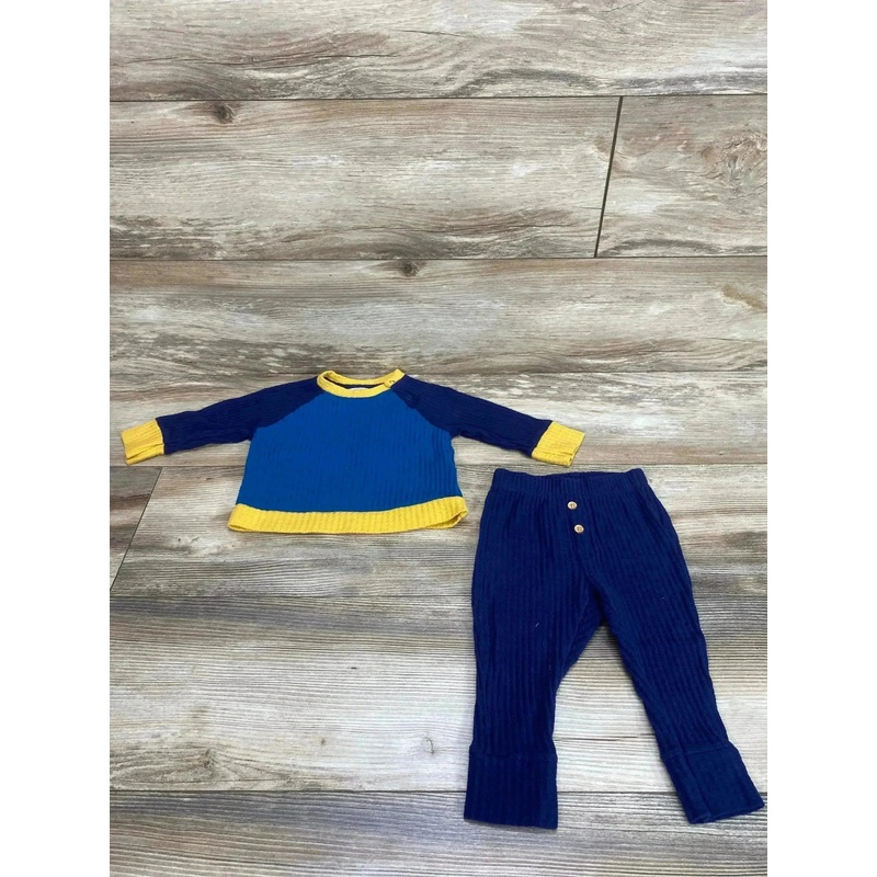 Cat & Jack 2pc Waffle Knit Shirt & Pants Navy sz 6-9m