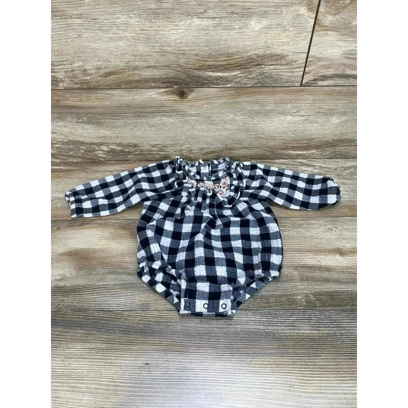 Cat & Jack Buffalo Check Bubble Romper Black sz 12m