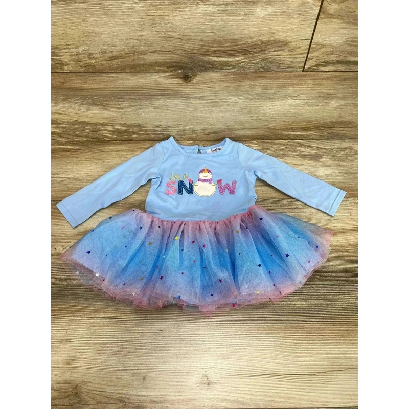Counting Daisies Let It Snow Tutu Tunic Blue sz 18m
