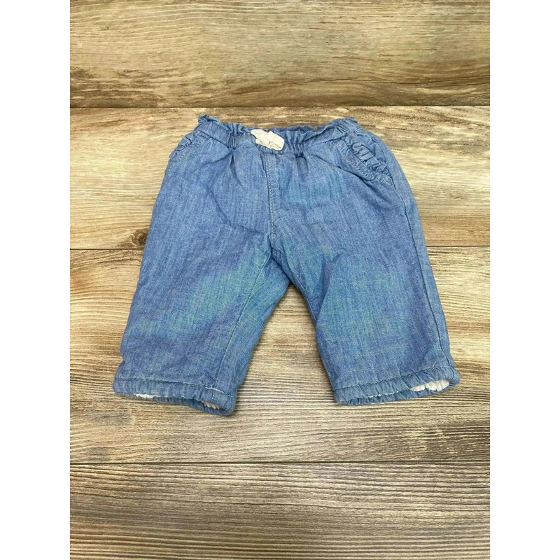 Gap Denim Sherpa-Lined Chambray Pants Blue sz 0-3m