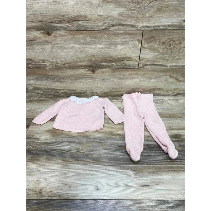 Hope & Henry 2pc Ruffle Collar Sweater Set Pink sz 3-6m