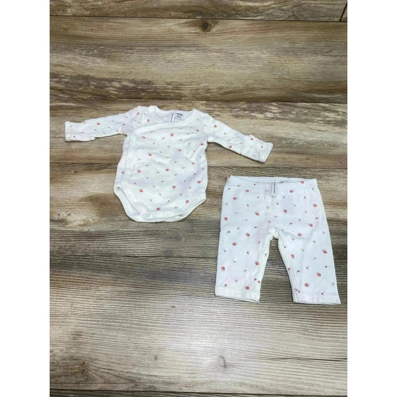 Janie and Jack 2pc Floral Wrap Bodysuit & Pants White sz Newborn