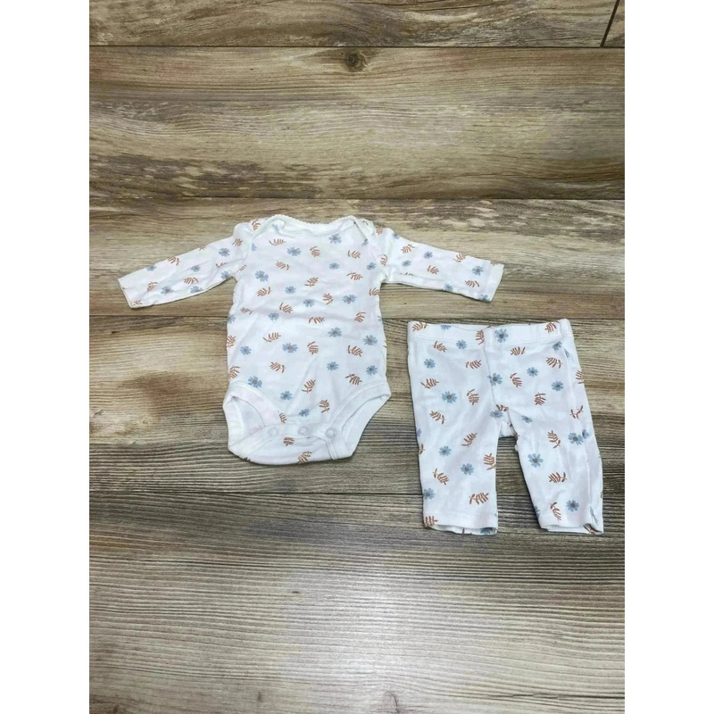 Just One You 2pc Floral Bodysuit & Pants White sz Newborn