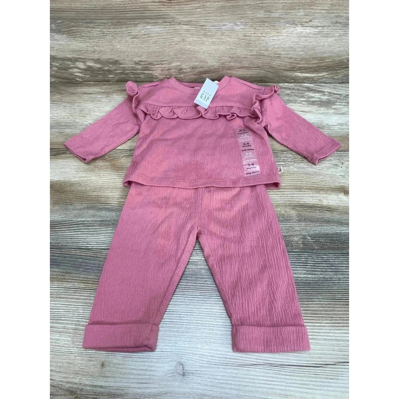 NEW Baby Gap 2pc Ruffle Time Shirt & Pants Pink sz 3-6m