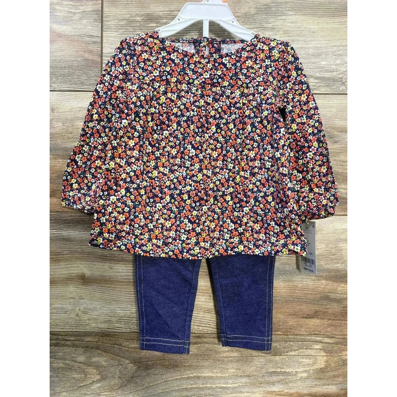 NEW Carter’s 2pc Floral Top & Leggings Navy sz 12m