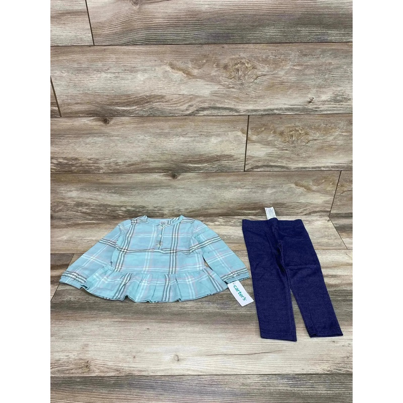 NEW Carter’s 2pc Plaid Top & Leggings Mint sz 2T