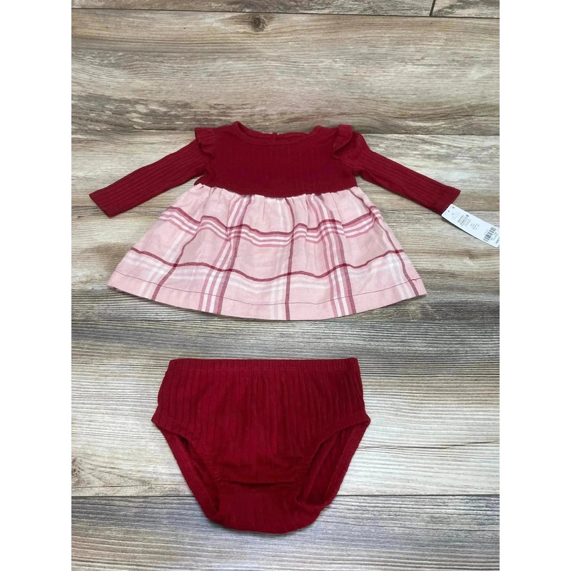 NEW Carter’s 2pc Ribbed Plaid Dress & Bloomers Red sz 6m