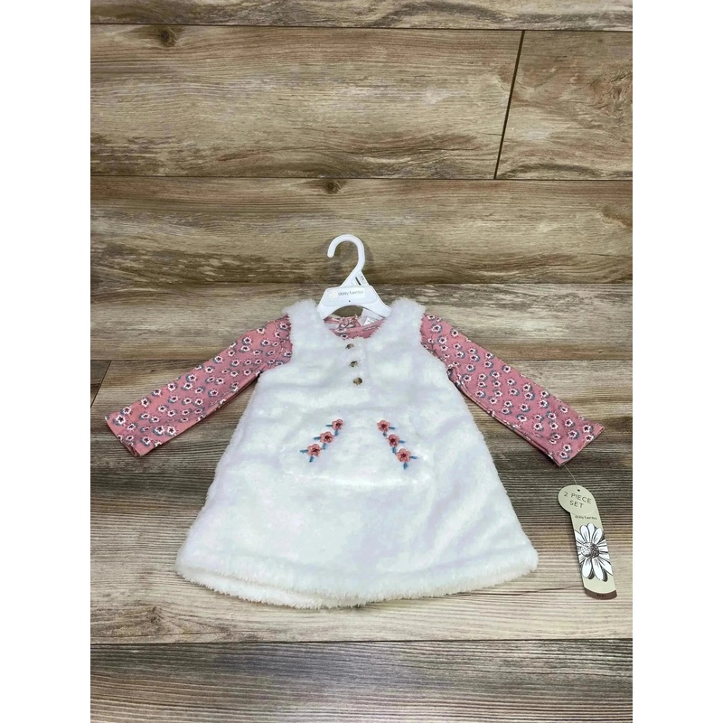 NEW Daisy Fuentes Floral Bodysuit & Plush Jumper Dress Pink/White sz 18m