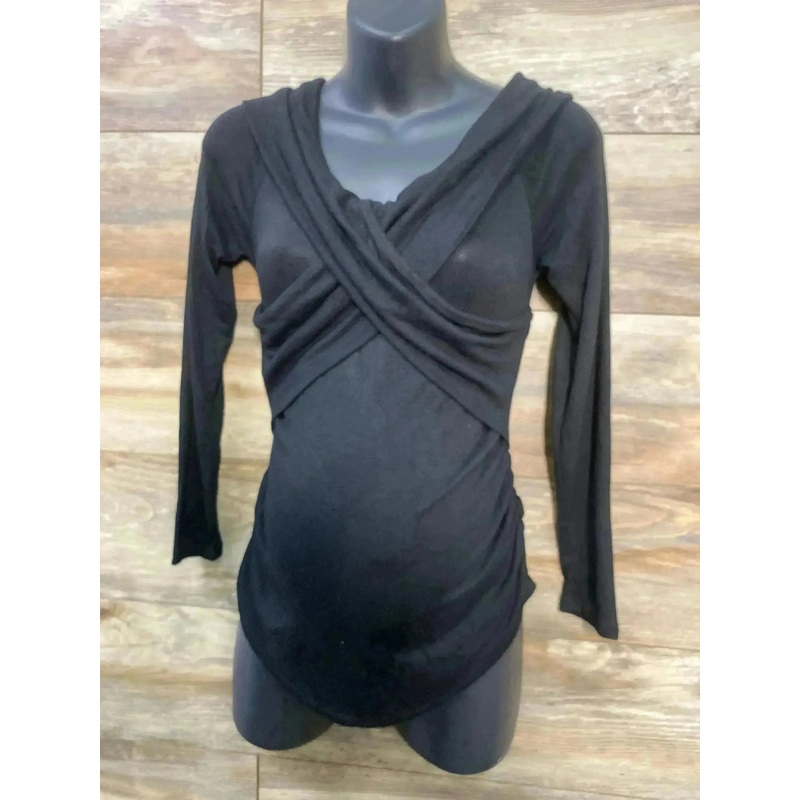 NEW Isabel Maternity Cross Front Top Black sz XS