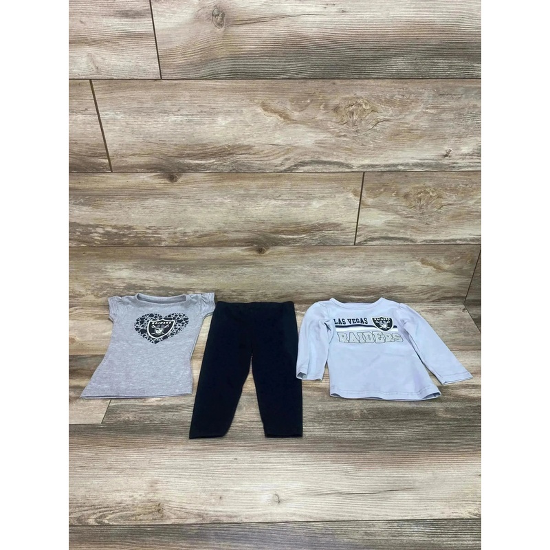 NFL Team 3pc Raiders Shirt Set Grey sz 12m
