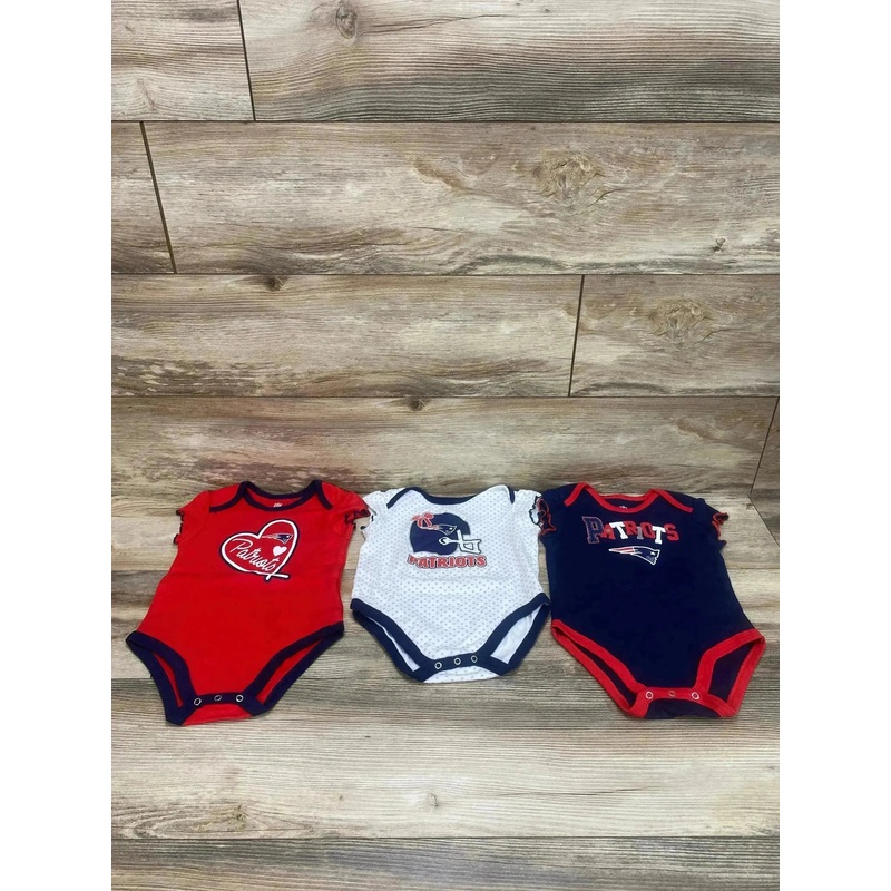 NFL Team 3pk Patriots Bodysuits Navy/Red sz 18m