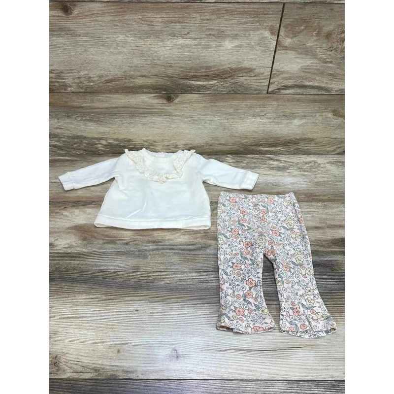 Nicole Miller 2pc Sweatshirt & Floral Leggings Cream sz 3-6m