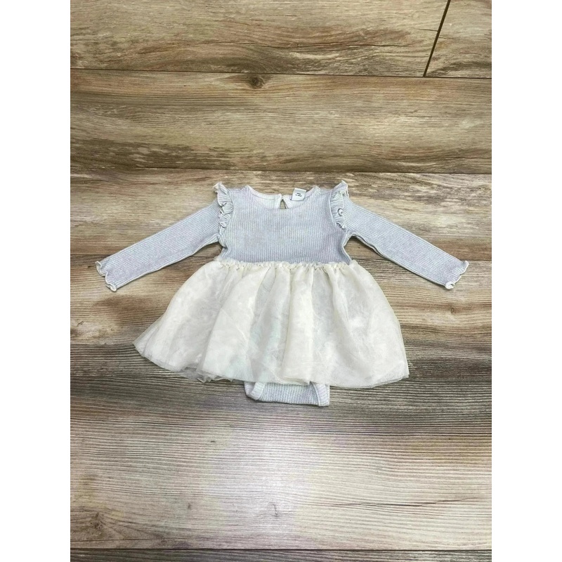 Old Navy Rib-Knit Metallic Bodysuit Dress Grey sz 3-6m