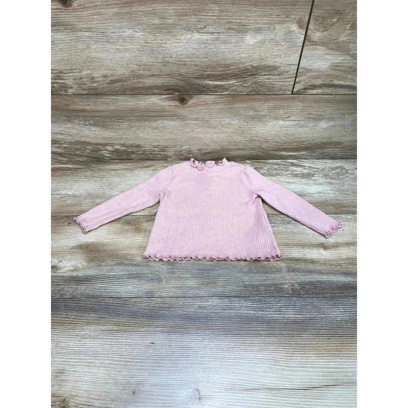 Old Navy Ribbed Lettuce Trim Shirt Pink sz 6-12m