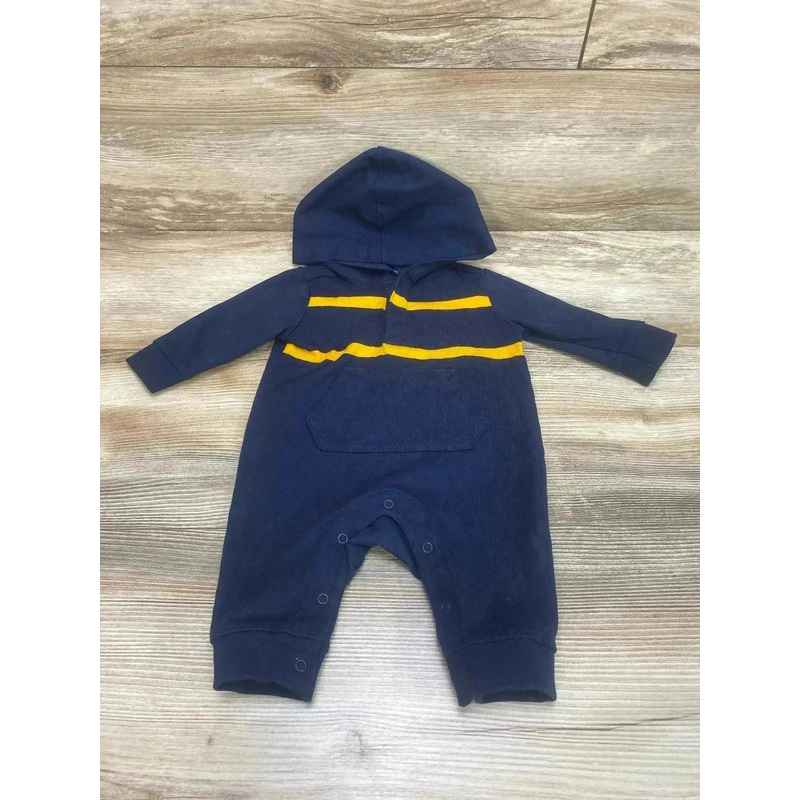 Old Navy Striped Hooded Coverall Navy sz 0-3m