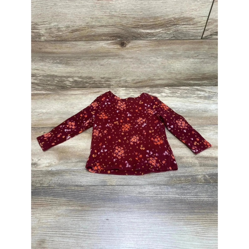 Old Navy Thermal Floral Shirt Burgundy sz 12-18m