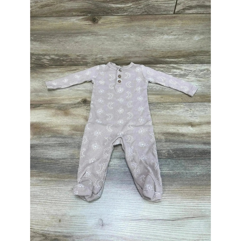 Rabbit Moon Organics Henley Footie Beige sz 3-6m