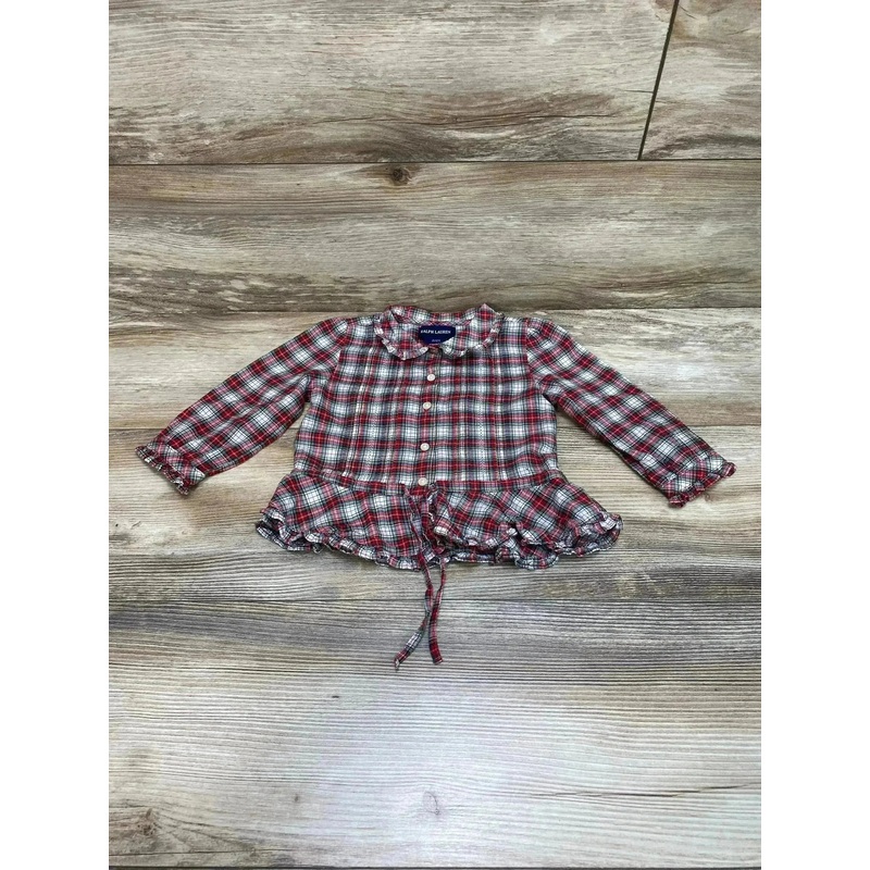 Ralph Lauren Plaid Peplum Top Red sz 2T