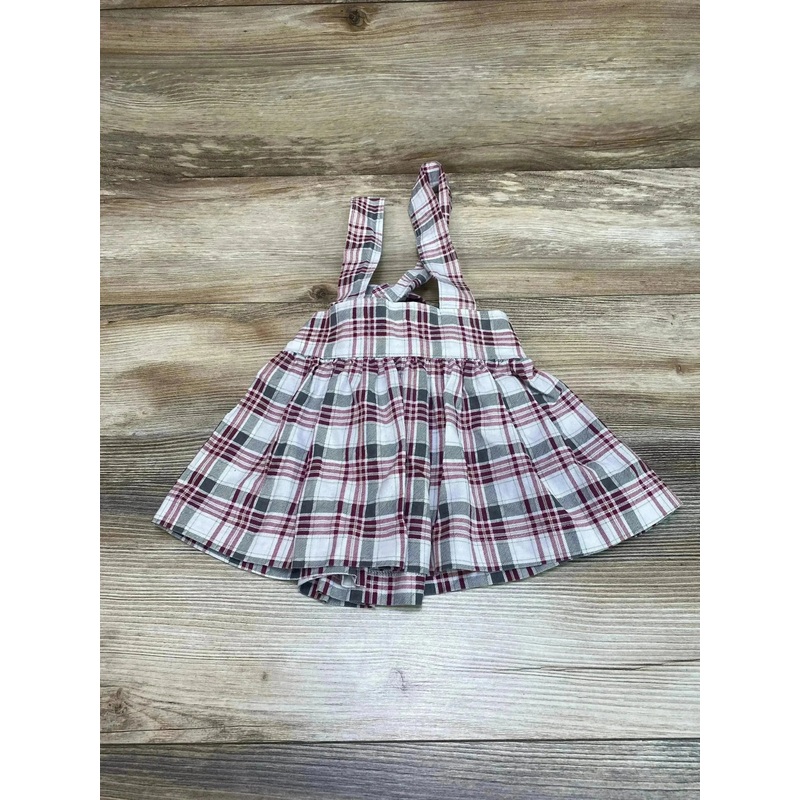 Suspender Plaid Skirt White/Pink sz 12m