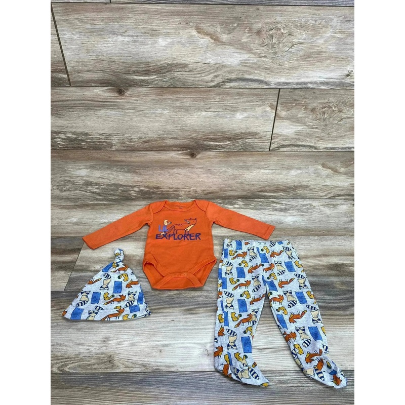 Baby Gear 3pc Lil Explorer Bodysuit Set Orange sz 3-6m