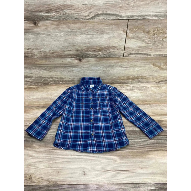 Carter’s Plaid Button Up Shirt Blue sz 4T
