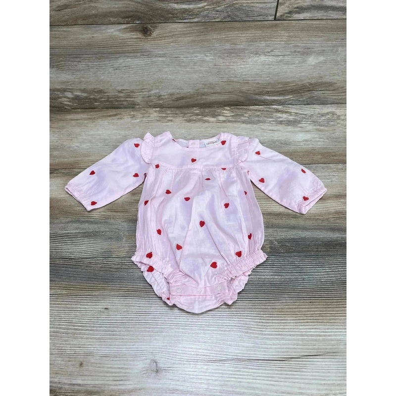 Cat & Jack Embroidered Hearts Romper Pink sz 0-3m