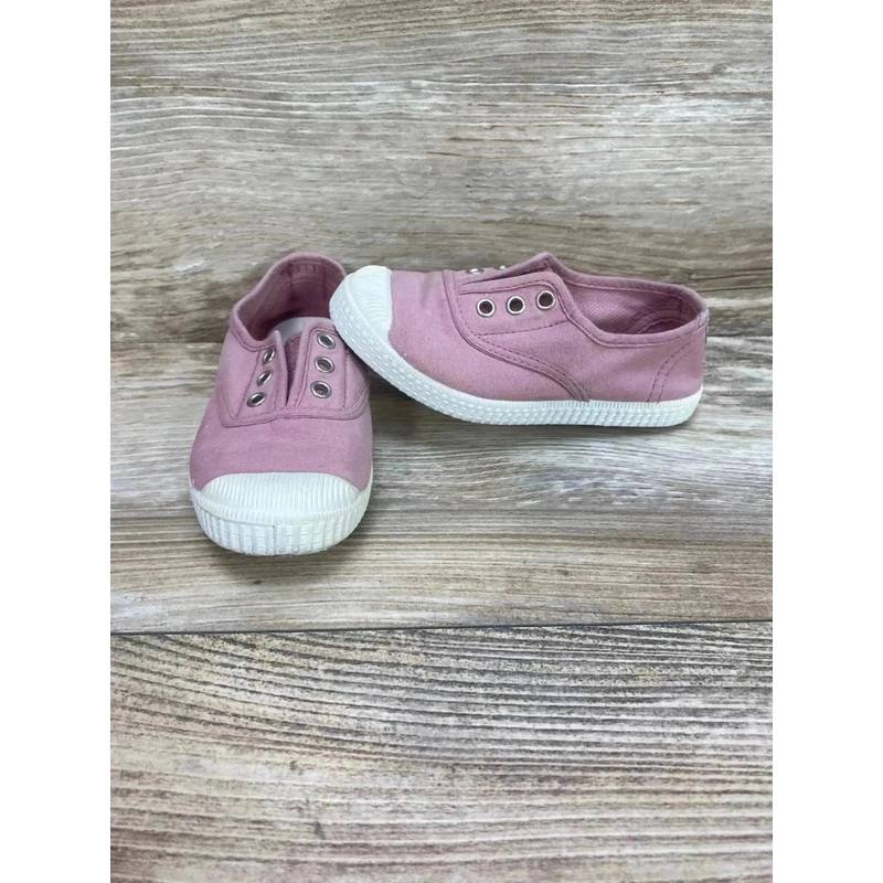 Cienta Distressed Canvas Slip On Sneakers Pink sz 9c
