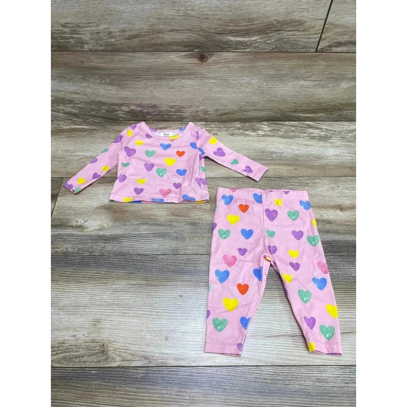 Cozy Cub 2pc Heart Print Pajama Set Pink sz 3-6m