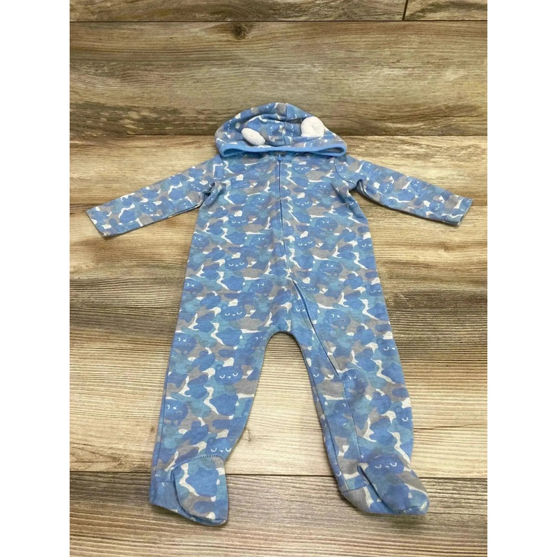 First Impressions Bear Print Hooded Coverall Blue sz 3-6m