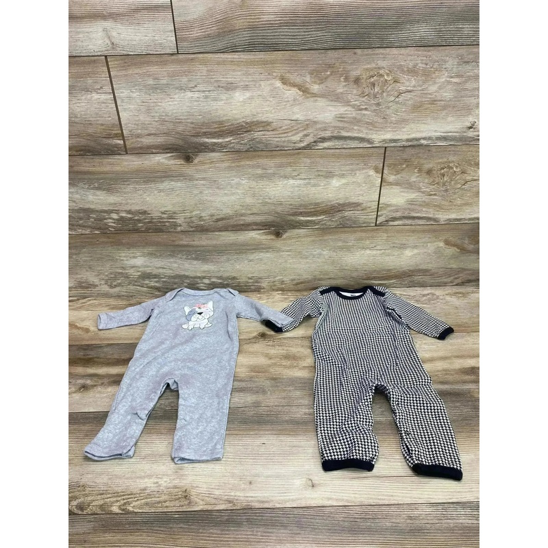 Hudson Baby 2pk Coveralls Black/Grey sz 3-6m