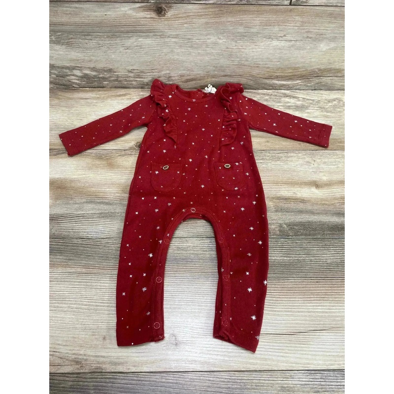 Jessica Simpson Ruffle Trim Coverall Red sz 6-9m