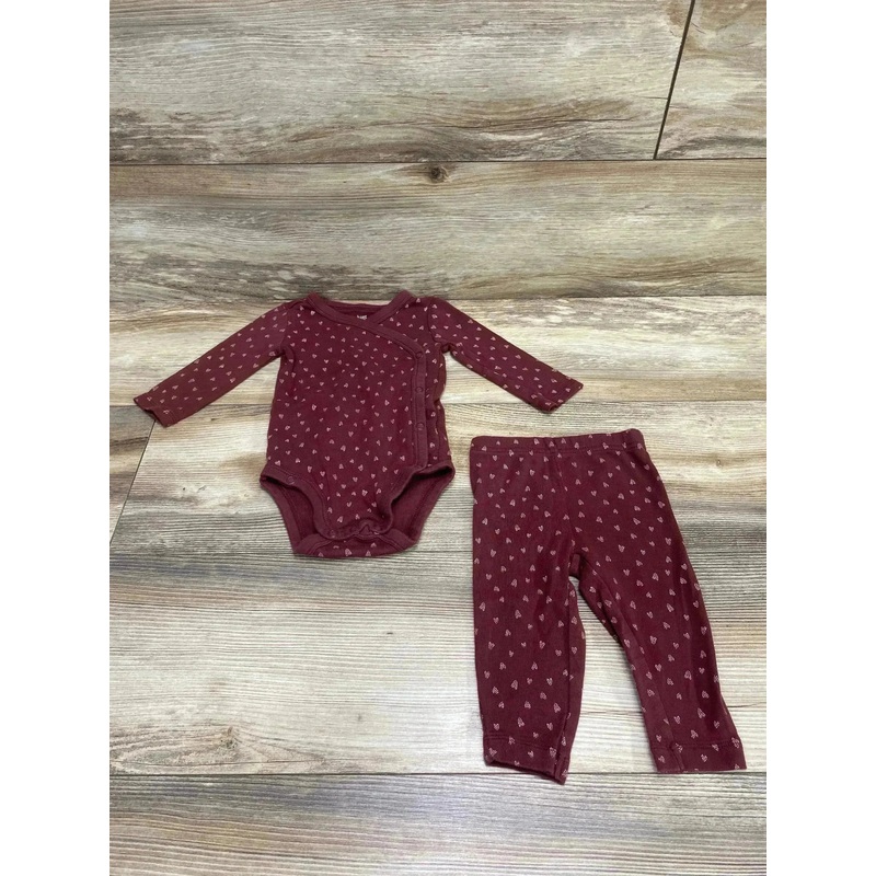 Just One You 2pc Kimono Bodysuit & Pants Burgundy sz 6m