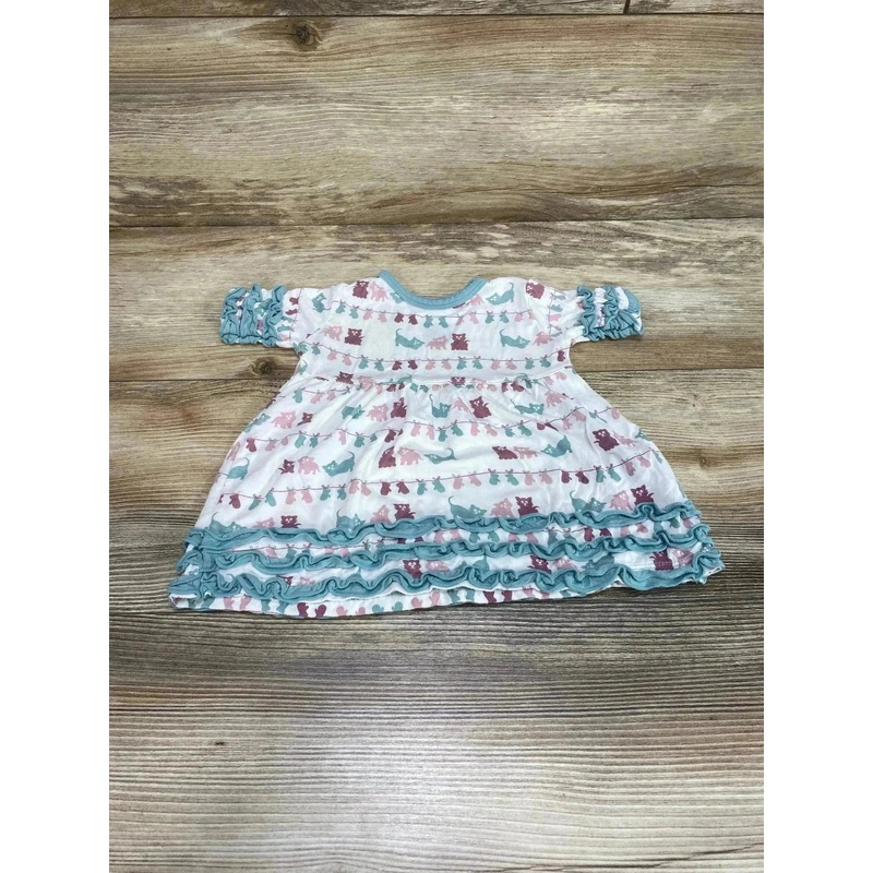Kickee Pants Mittens & Kittens Dress White sz 3-6m