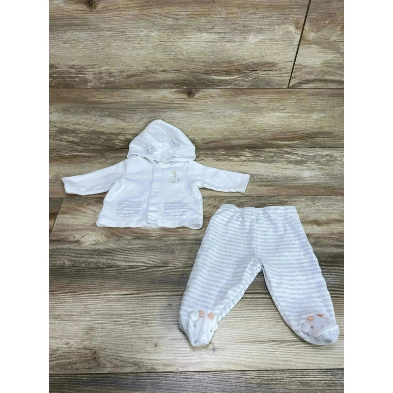 Little Me 2pc Giraffe Cardigan & Pants White sz 3m