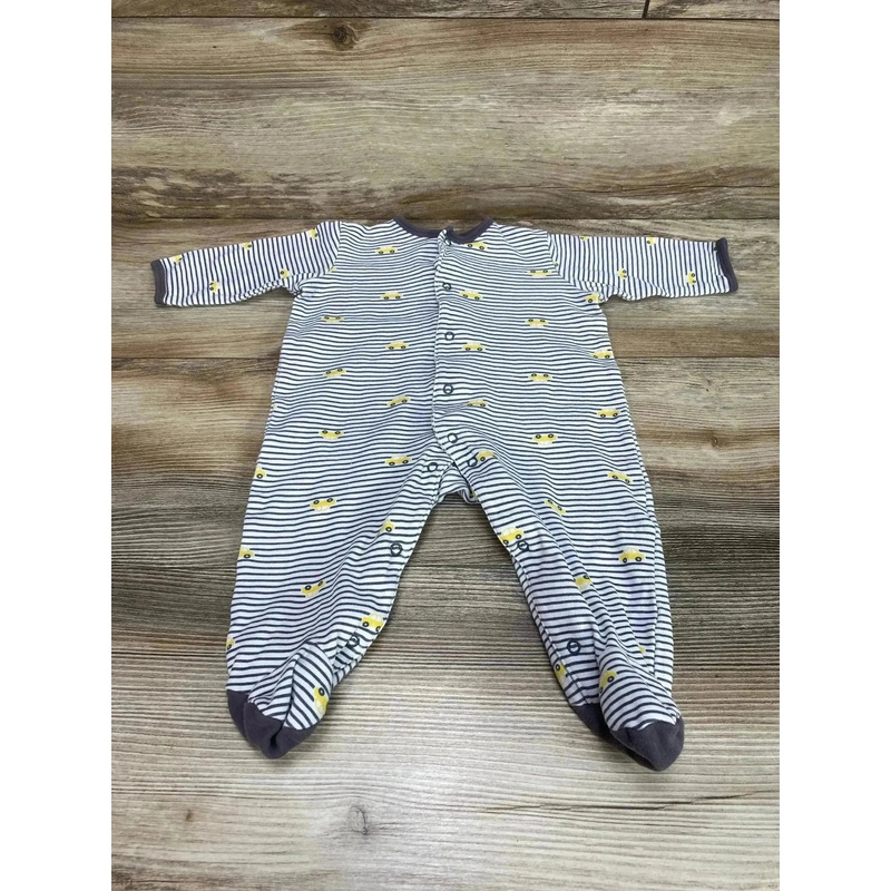 Little Me Striped Car Print Sleeper White sz 6m