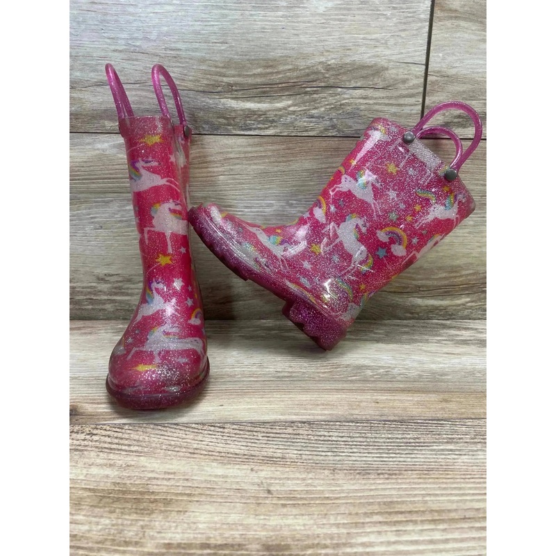 Member’s Mark Girl’s Unicorn Light Up Rain Boots Pink Sz 7c/8c